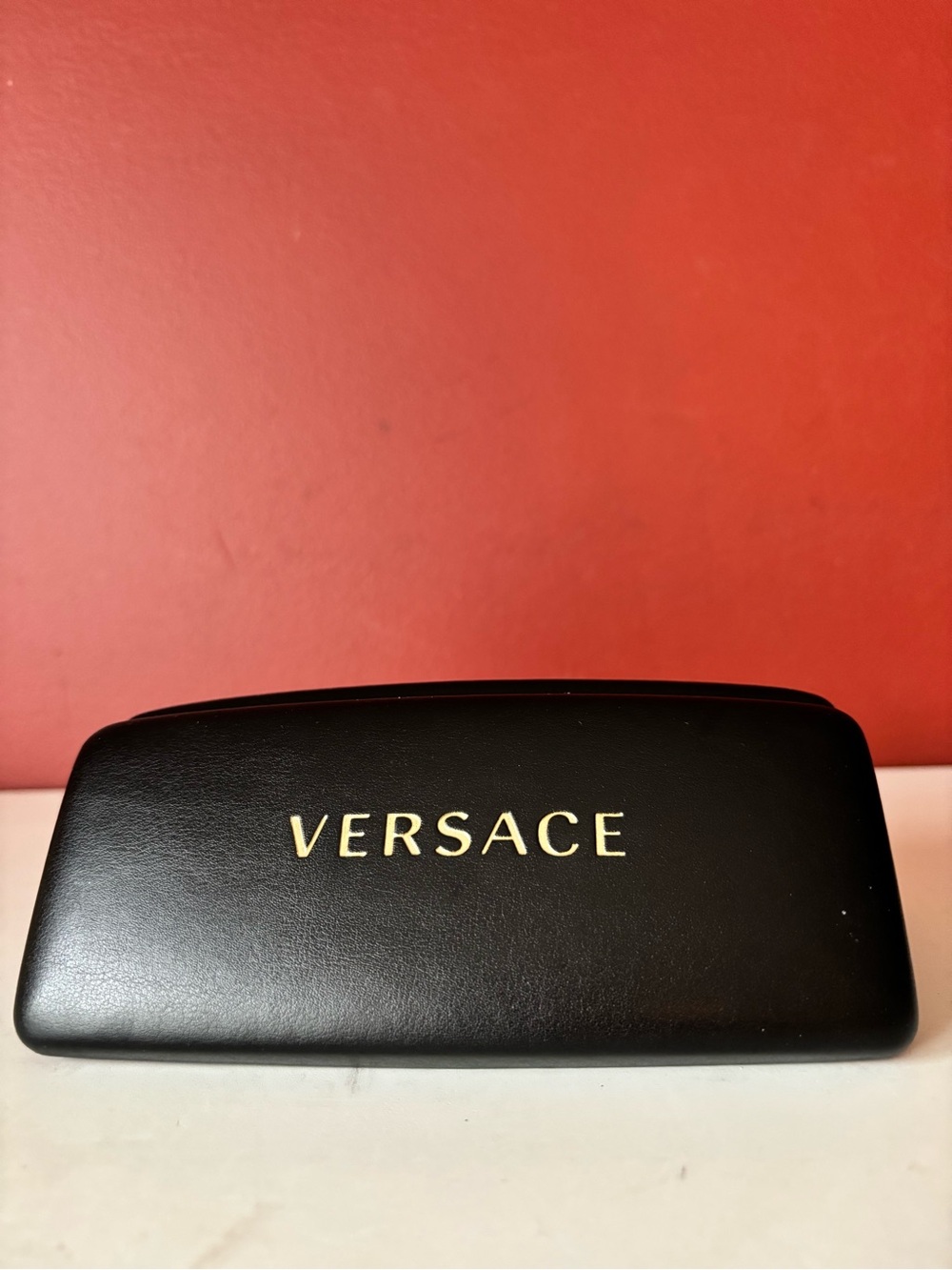 VERSACE Rounded Hard Shell Black Eyeglass Case